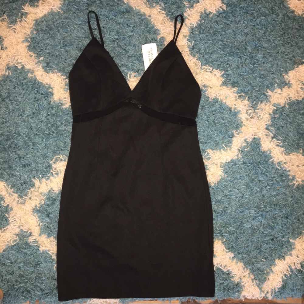 Sexy little black dress with see through mesh